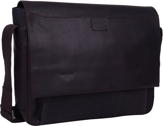 strellson Cuir Sac à épaule bandoulière Sac d'ordinateur portable pour ordinateur portable Brick Lane Messenger Dark Brown Brun