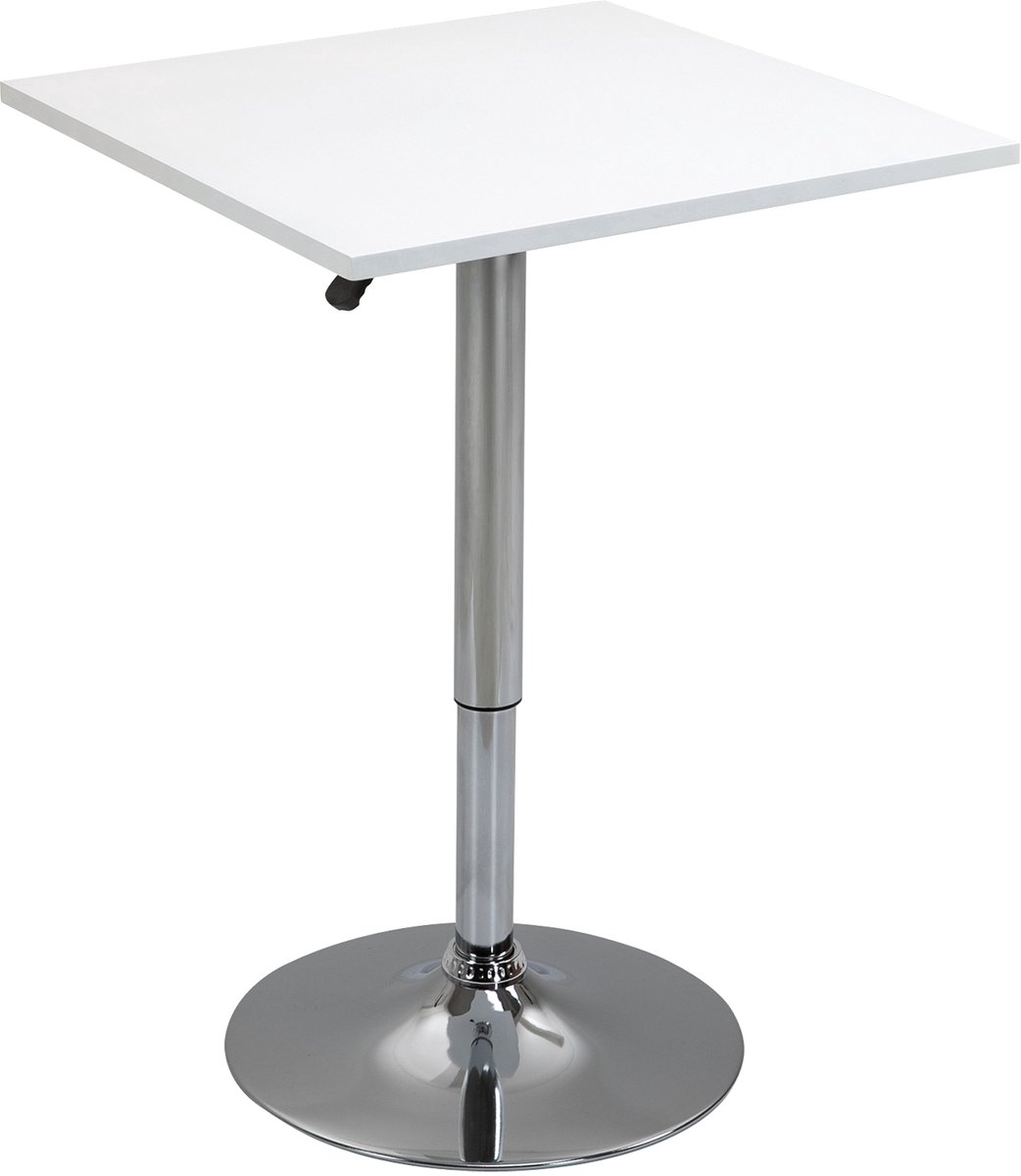 HOMCOM Bartafel MDF, Metaal 60L x 60B x 69-91H cm Wit