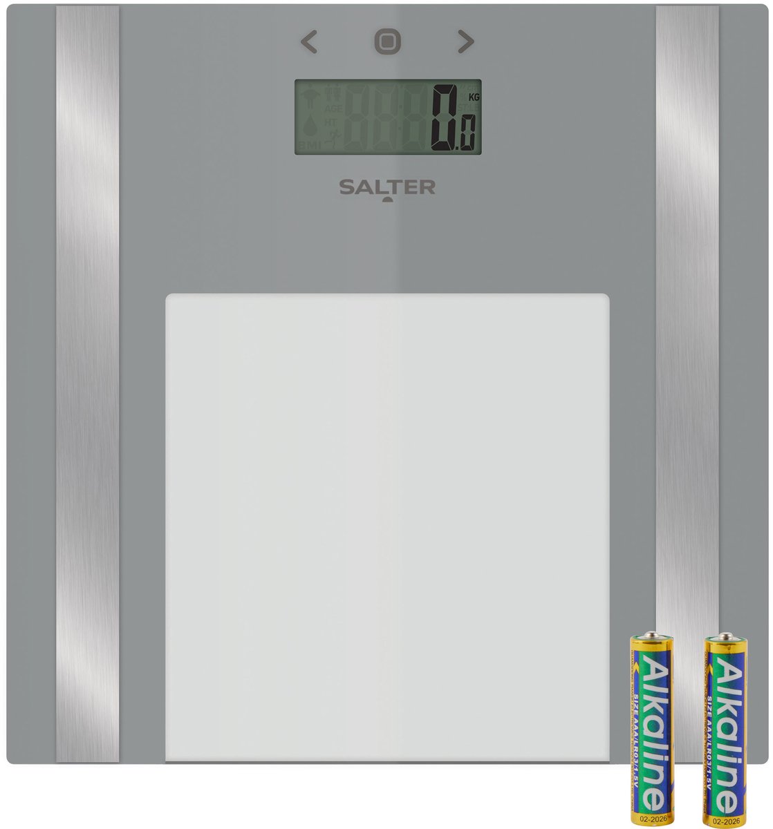 Salter Digitale Glazen Analyseweegschaal– Gewicht/Vet/Water/Bmi, 180Kg