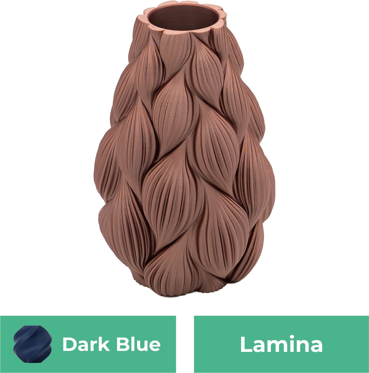 Lovora Lamina moderne vaas – Decoratieve vaas - Donker blauw - 3d geprinte vaas – geschikt voor droogbloemen - 30CM
