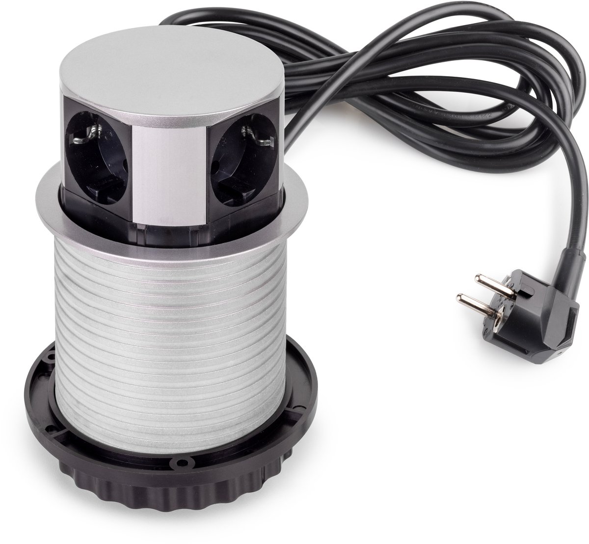 Emuca Vertikal Push multi connector diameter 100mm, 3 Schuko type stekkers, 1 USB type A, 1 USB type