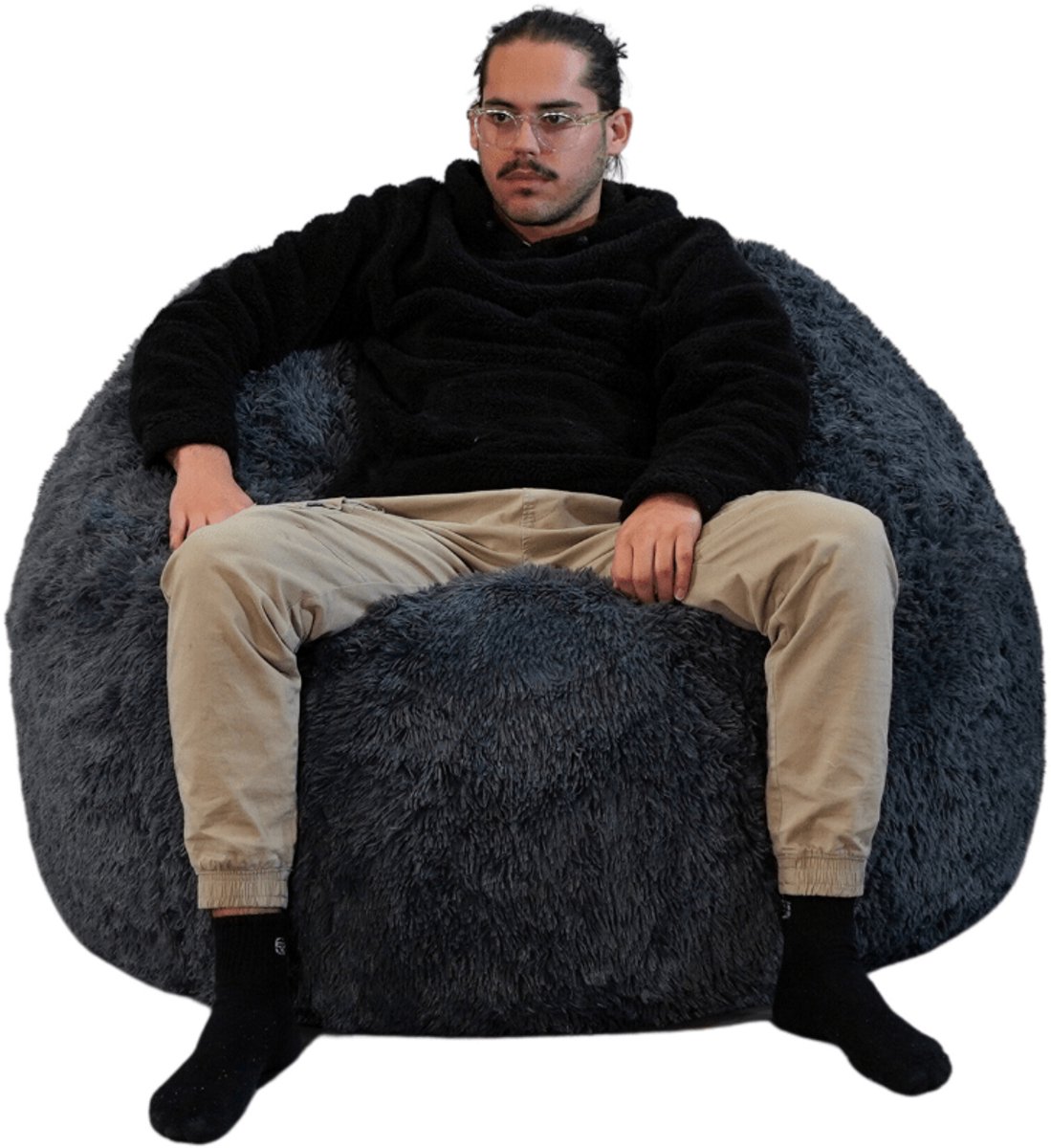 Bananair - Zitzak XXL afneembare hoes - imitatiebont - Grijs - 120 cm