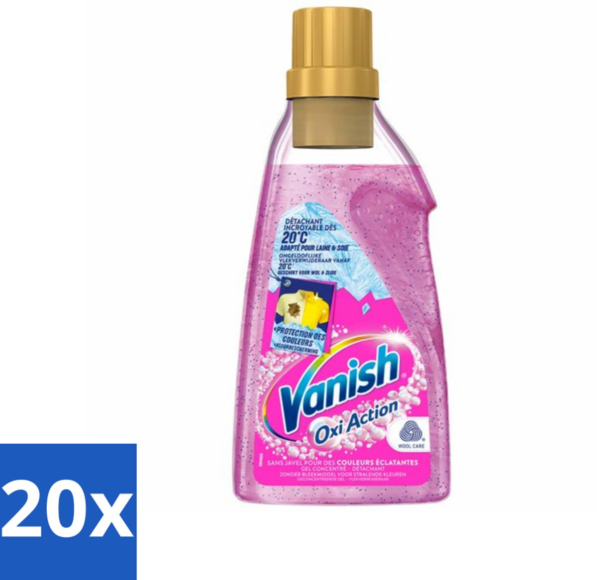 20 x Vanish - Vlekverwijderaar - Oxi Action Wasbooster Gel - Voor Gekleurde Was - 750 ml - Gekleurde Was - Vlekverwijdering - Wasbooster Gel - Kleurbehoud - Vlekken Verwijderen