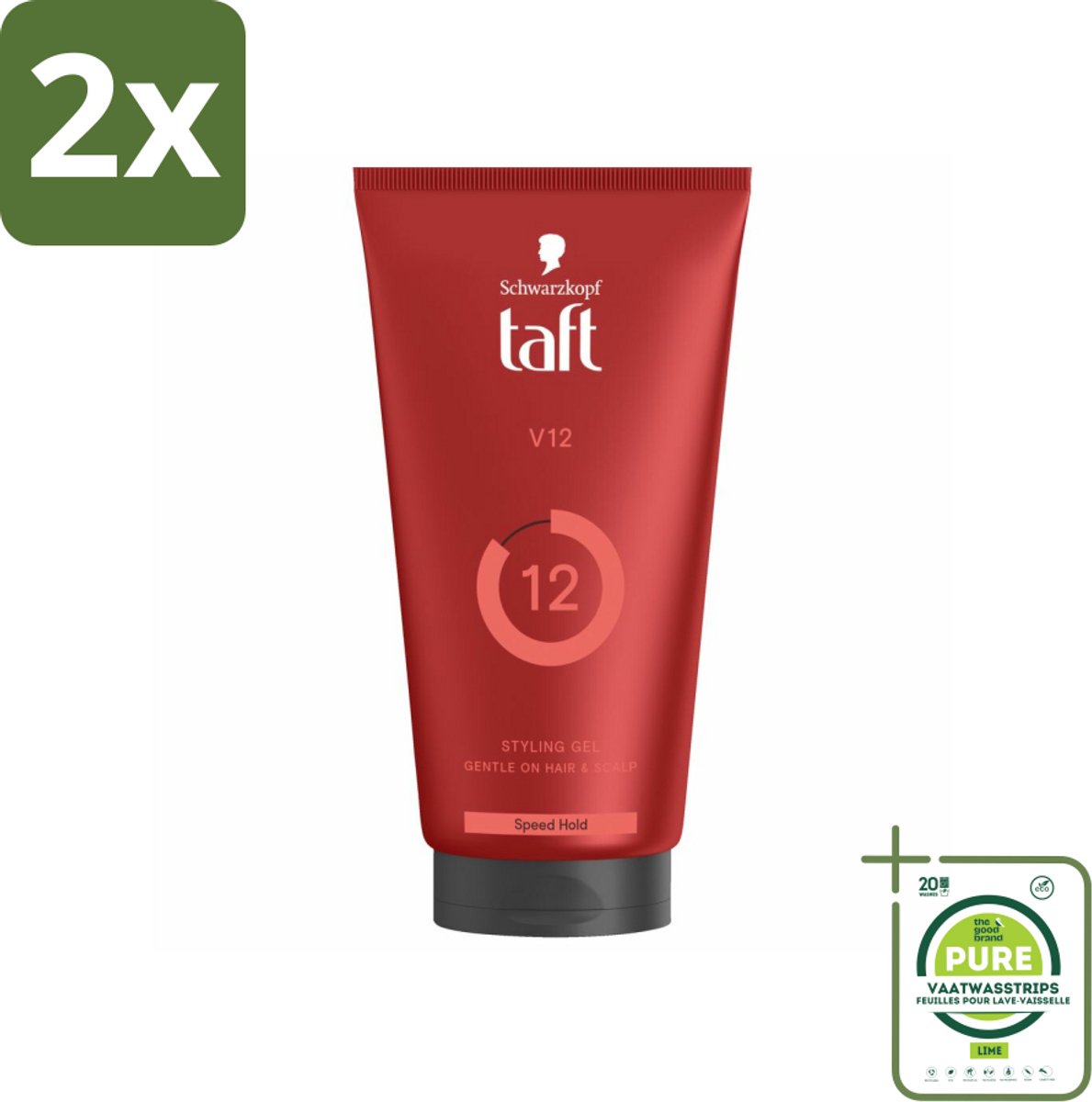 Taft - V12 - Styling Gel - Turbo fixatie - 150 ml - Voordeelverpakking - 2 stuks - Haargel - Taft