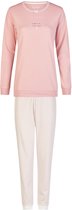 By Louise Dames Winter Pyjama Set Lang Interlock Roze/Wit Gestreept - Maat M