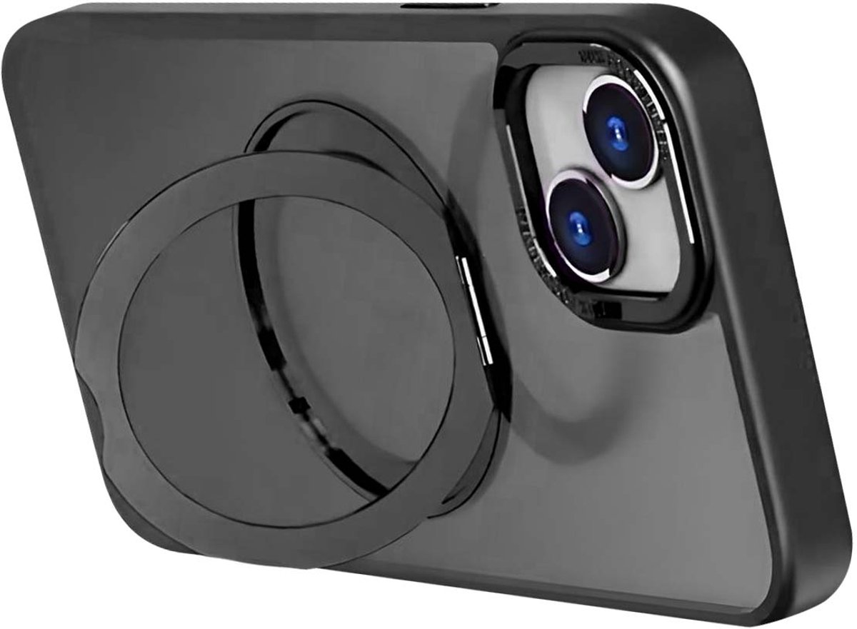 Jaym, MagSafe-hoesje Geschikt voor Apple iPhone 16 Plus met draaibare ringsteun, Zwart