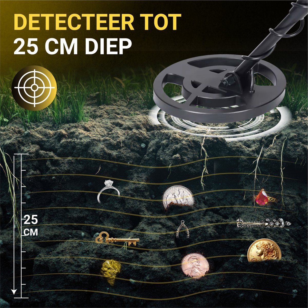 BOSWELL Metaaldetector - Pinpointer - Metaaldetector voor Kinderen en Volwassenen - Metaaldetector Kind - Verstelbare Hoogte - Incl. Pinpointer, Rugzak, Zaklamp, Verrekijker, Schep, Hoofdtelefoon — afbeelding 2
