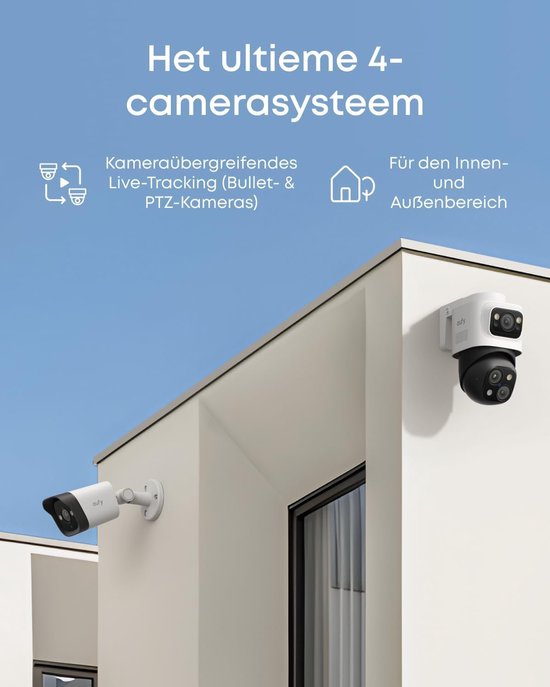 eufy PoE NVR Security System S4, 2 stuks bullet-PTZ camera's, 360° PTZ, AI auto framing & tracking, video search, nachtzicht in kleur, rode en blauwe strobe, 2 TB HD, plug & play, 24/7 opname. van Eufy — afbeelding 5