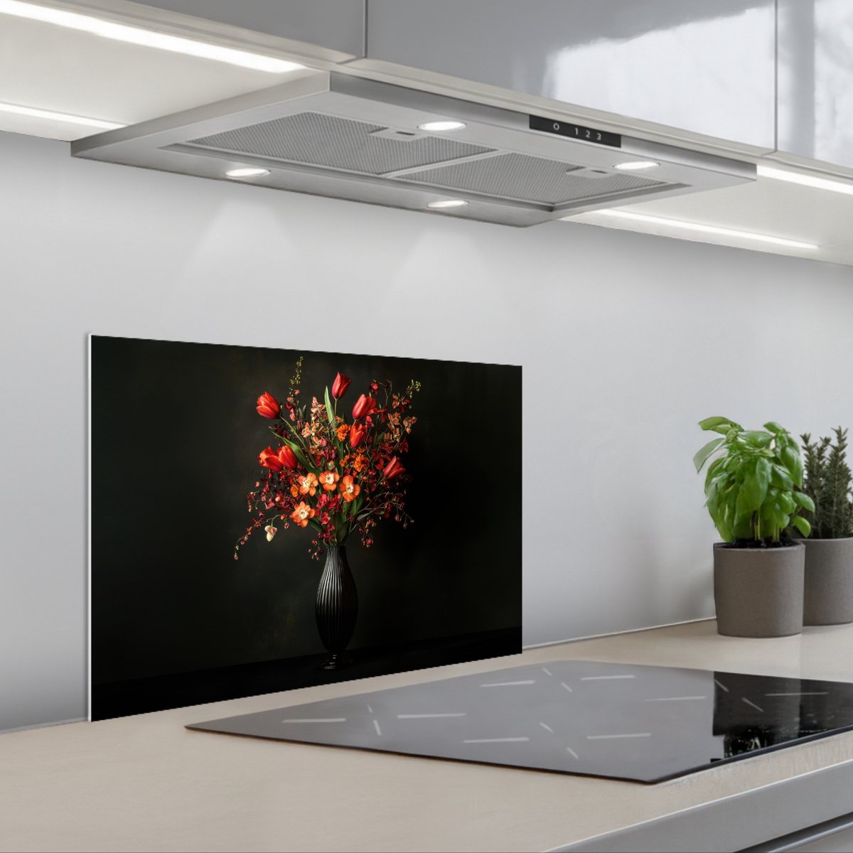 KitchenYeah Spatscherm 60x40 cm Zelfklevende achterwand Bloemen Takken Boeket Keuken muurbeschermer Spatwand fornuis