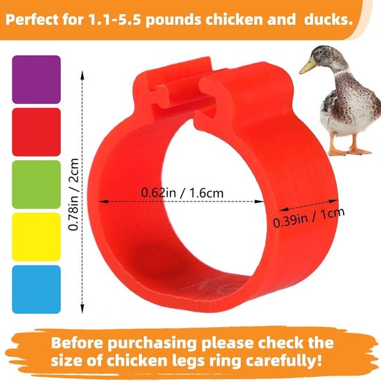 Huayue 200pcs Anneaux pour Pied d'Oiseau, Anneaux en Plastique Pigeon Bagues Anneaux De Pied pour Oiseaux 8 mm pour Identification Oiseaux Pigeon Poulet Canard Volaille(Multicolor