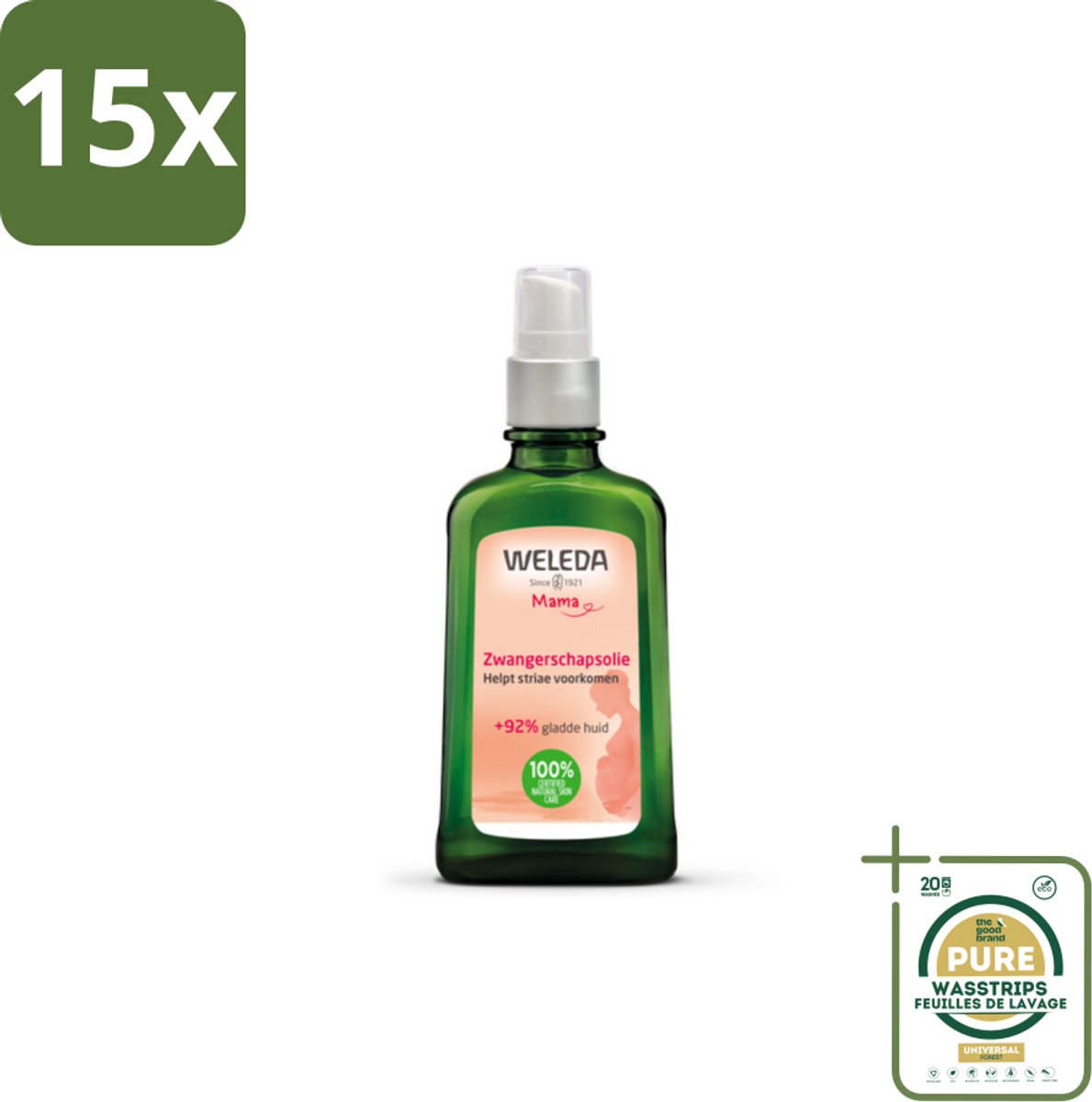 15 x WELEDA - Zwangerschapsolie - Mama & Baby - 100 ml - Grootverpakking - Zwangerschap - Huidverzorging - Striae - Jeuk - Gevoelige Huid