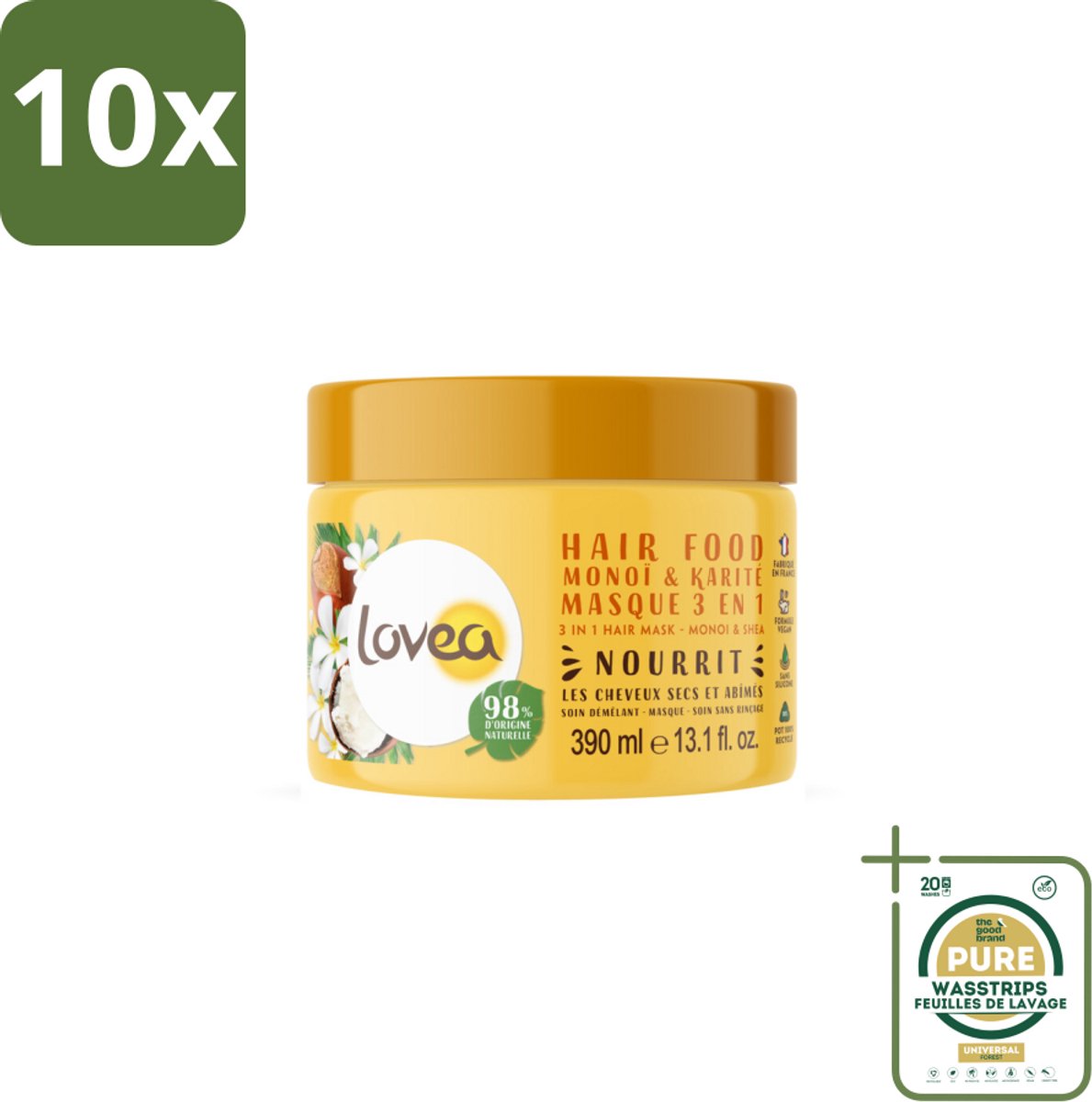 10 x Lovea – Haarmasker – Monoï & Shea 3-in-1 – Intensief voedend – 390 ml - Grootverpakking - Koffiezetapparaat - Koffiezetapparaat - Koffiezetapparaat
