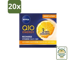 20 x NIVEA – Nachtcrème – Q10 Energy Recharge – 50 ml - Grootverpakking - Anti-aging Crème - Rimpelverlichting - Nachtcrème - Huidversterking - Huidbarrière