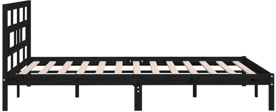 vidaXL Bois massif Noir 150x200 cm 5FT King Size