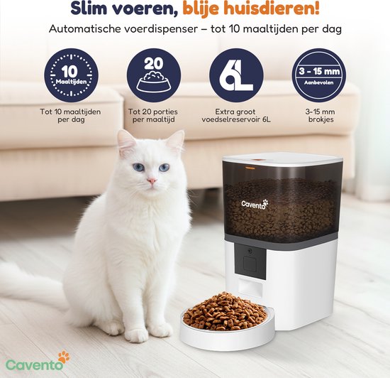 Cavento Automatische Voerbak 6L Wit met App-Besturing - Cavento - €49,95