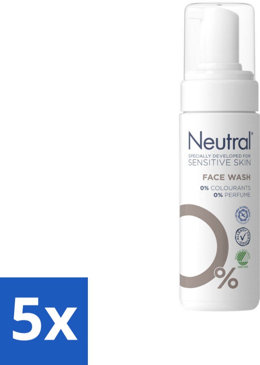 5 x Neutral - Gezichtsreiniger - Gevoelige huid - Face Wash Parfumvrij - 150 ml - Gevoelige Huid - Gezichtsreiniger - Parfumvrij - Glycerine - Dermatologisch Getest