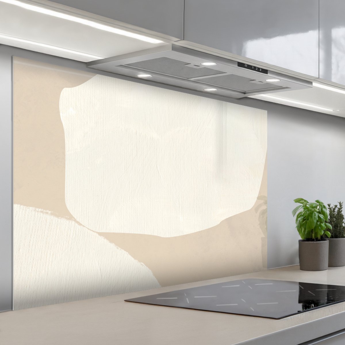 KitchenYeah Spatscherm 120x80 cm Zelfklevende achterwand Beige Abstract Modern Keuken muurbeschermer Spatwand fornuis