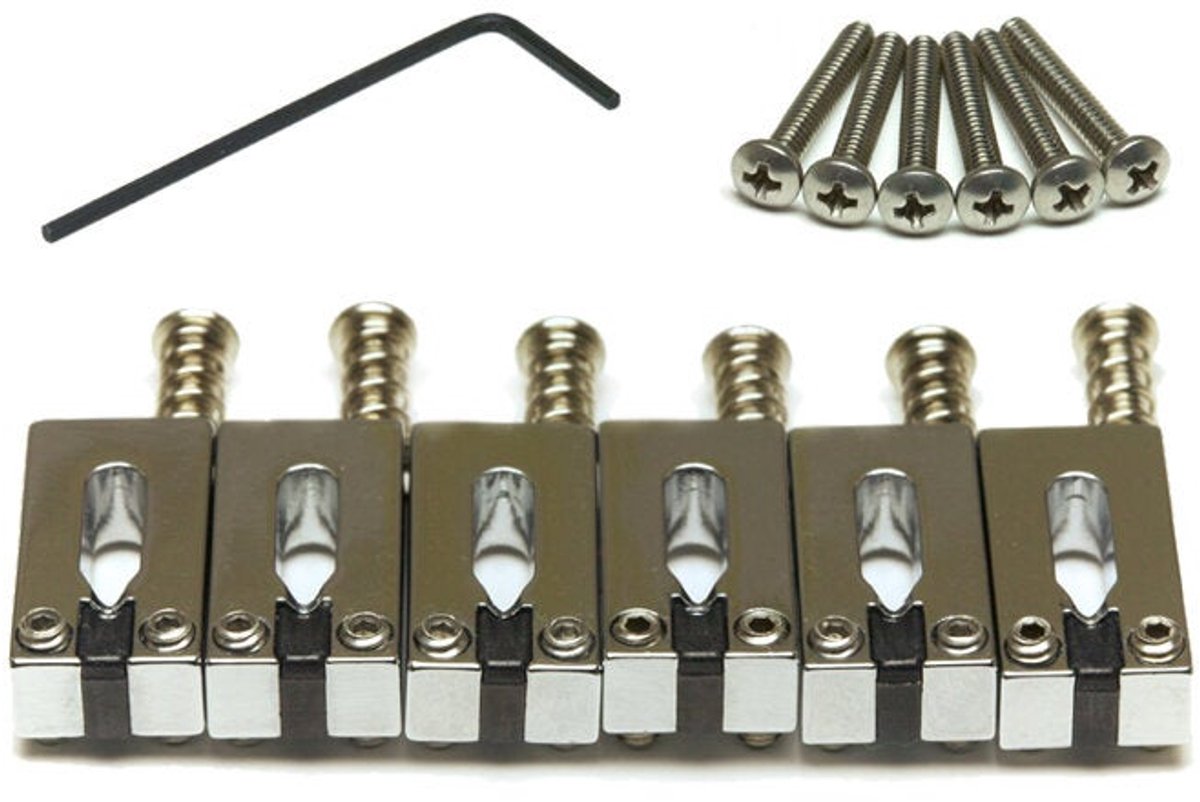Graph Tech String Saver PG-8001-0C Offset Saddles Brushed Steel Chrome brugzadels voor ST- en TE-stijl gitaar (set van 6)