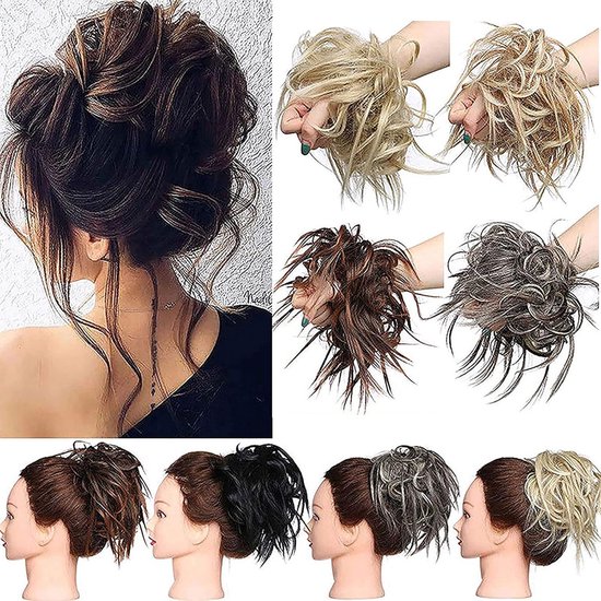 Chignon Ondulé Donut Boucle Synthétique pour Chignon Rapide Brun Foncé