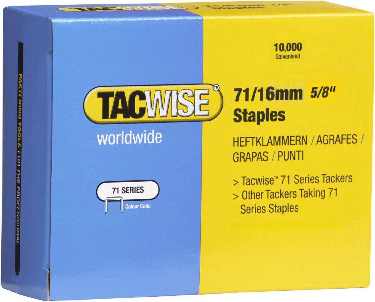 Gegalvaniseerde bekleding nietjes 71/16 mm - 10.000 stuks - zilver voor stoffering en bevestiging