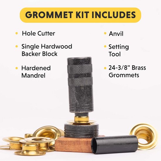 Doorvoerset met 24 doorvoertules 3/8 inch voor het repareren van canvas en zeilen van Merkloos — afbeelding 3