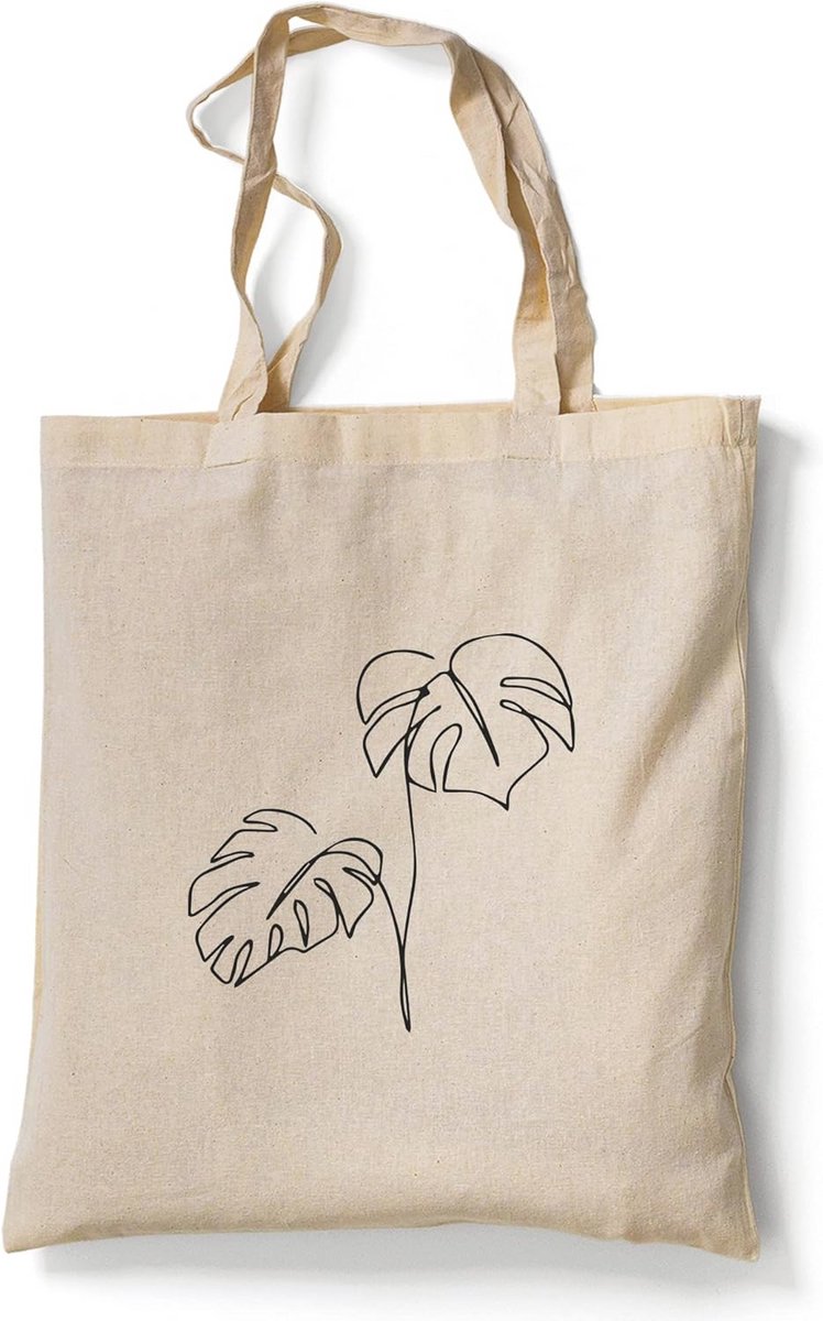 Jute tas bedrukt met bloemen One Line Art - Esthetisch en praktisch 38 x 42 cm