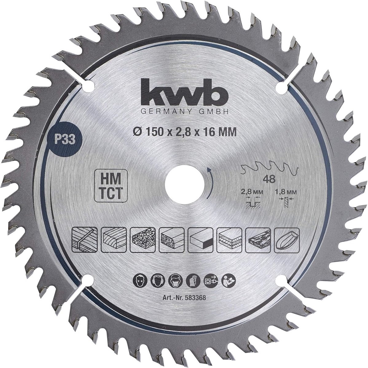 Timmermans cirkelzaagblad 150 x 16 mm - Fijne sneden met hoge tandenaantal voor hout en hardhout