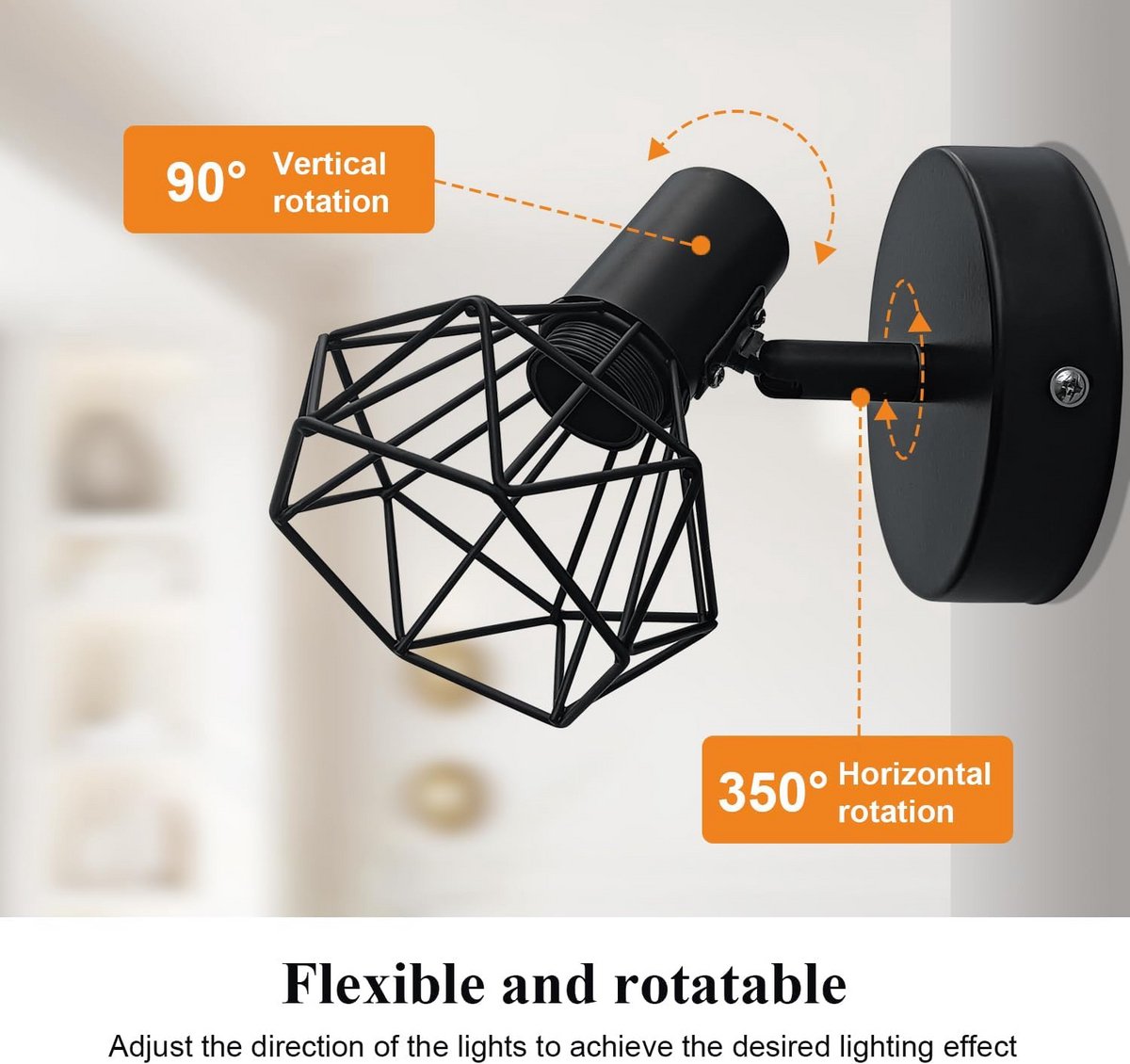 Draaibare Vintage Plafondlamp voor Keuken en Woonkamer - Industriële E14 Lamp