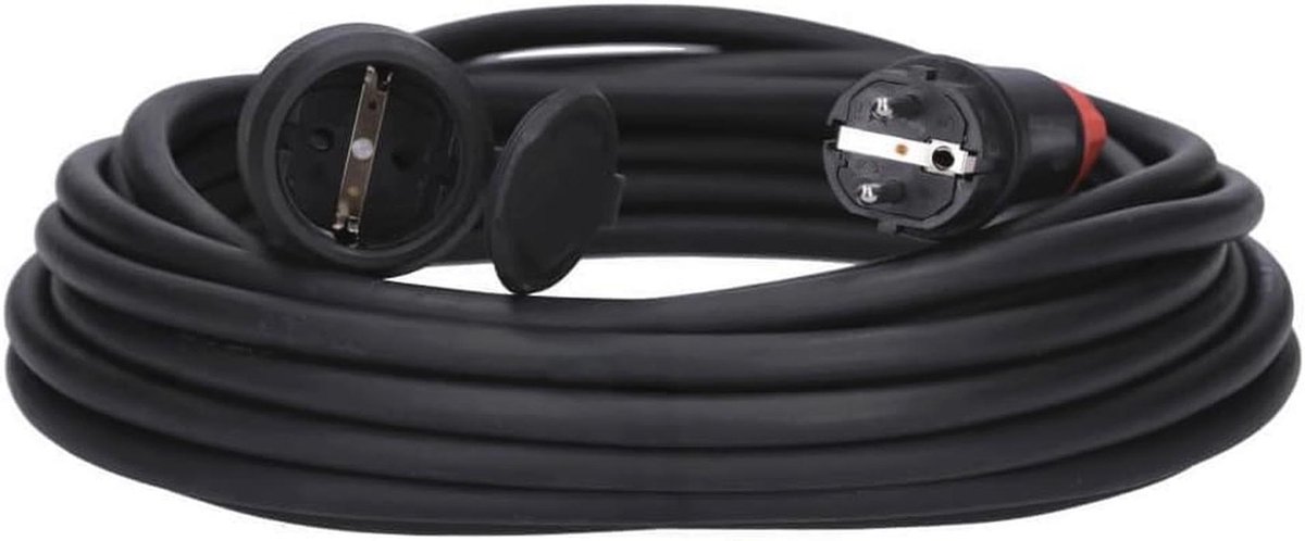 Rubberen verlengkabel 10 meter schuko 3-polig IP54 voor bouwplaats en tuin