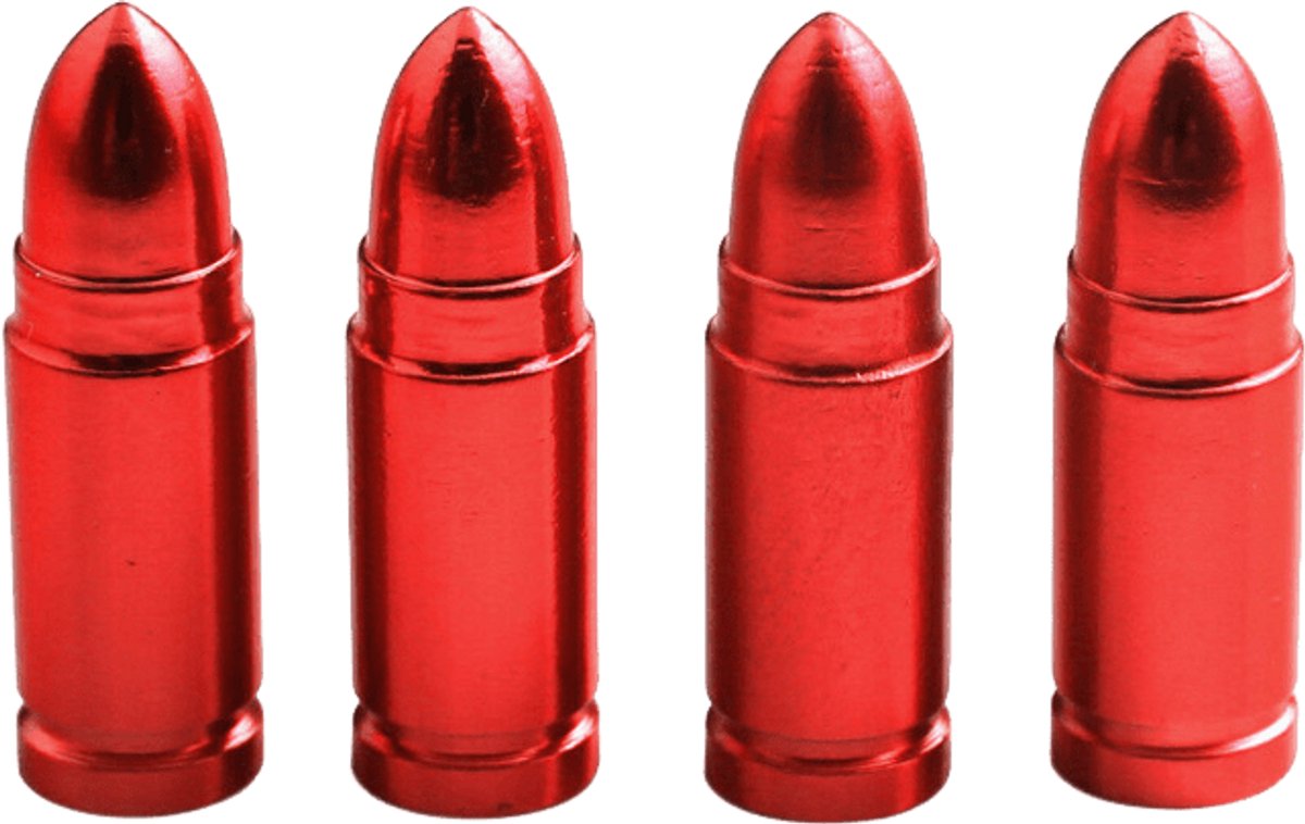 VCTparts® Kogelvormige Auto Ventieldopjes Bullets Universeel - Aluminium Rood (Set 4 stuks)