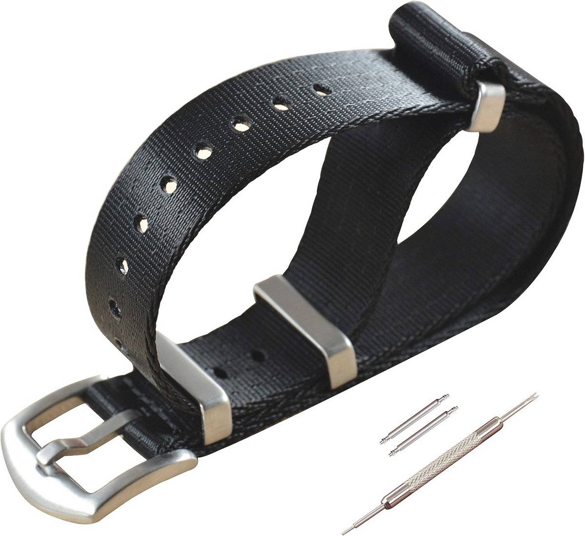 Nylon Horlogebanden Vervanging met Geborstelde Gesp - 18mm tot 24mm