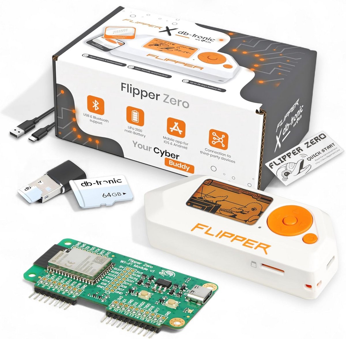 WiFi Set voor Flipper Zero met 64GB Kaart en USB-kaartlezer