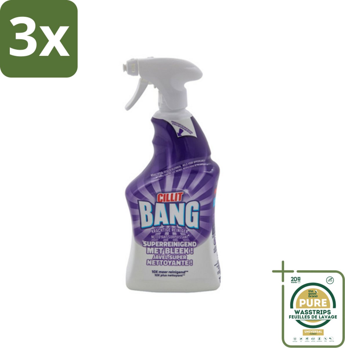 3 x Cillit Bang – Schoonmaakspray – Bleach & Hygiëne – 750 ml - Grootverpakking - Cillit Bang Bleach & Hygiëne - Desinfecterende Schoonmaakspray - Bleek En Hygiëne Spray - Reinig En Desinfecteer - Badkamer Reiniger