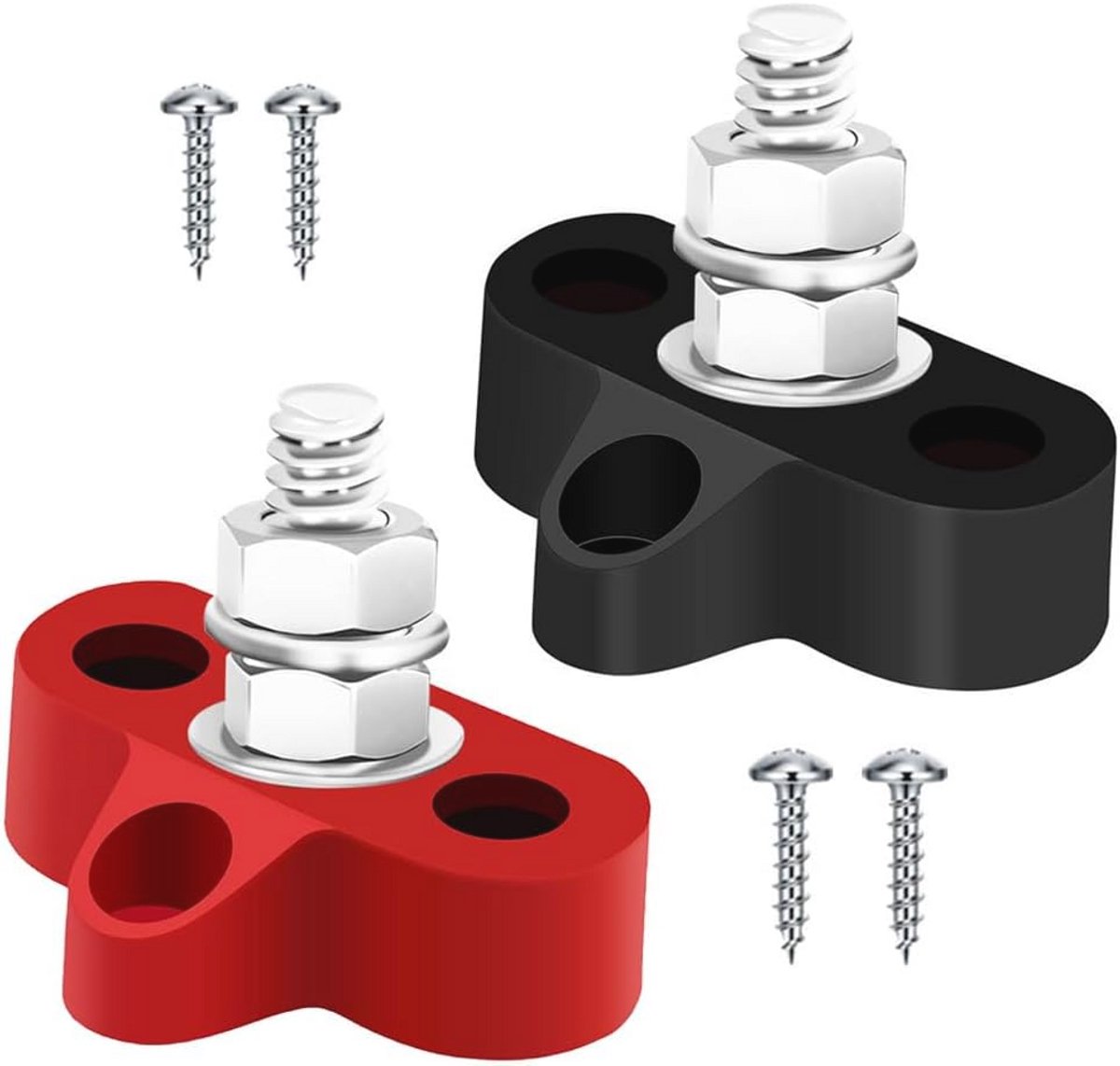 Bus Bar Terminal Blok 12V-24V 200A voor Auto en Marine - 2 Stuks (Rood & Zwart)