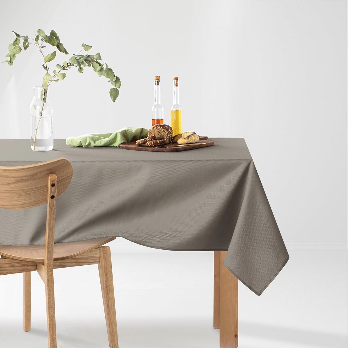 Rond Tafelkleed 100 x 100 cm Beige Afwasbaar Geometrisch Zigzagpatroon