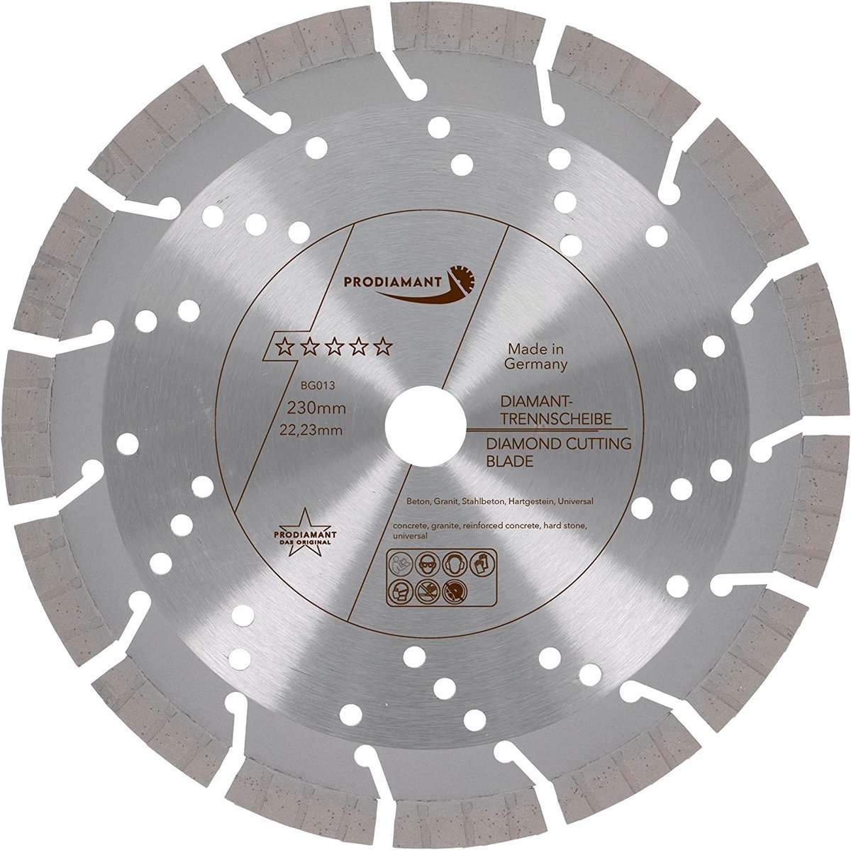 Professionele diamantschijf voor beton en graniet 230mm x 22.2mm