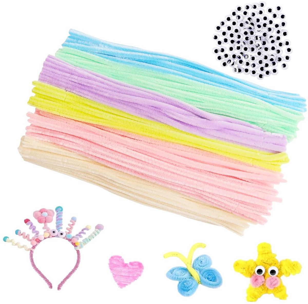 Kleurige Chenille Pijpenreinigers voor Creatieve Doe-Het-Zelfprojecten - 300 Stuks, 30 cm