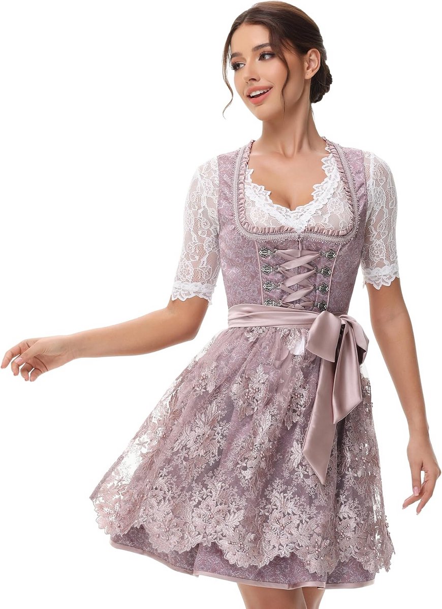 Elegante Midi Dirndljurk voor Dames - Traditionele Klederdracht voor Oktoberfest