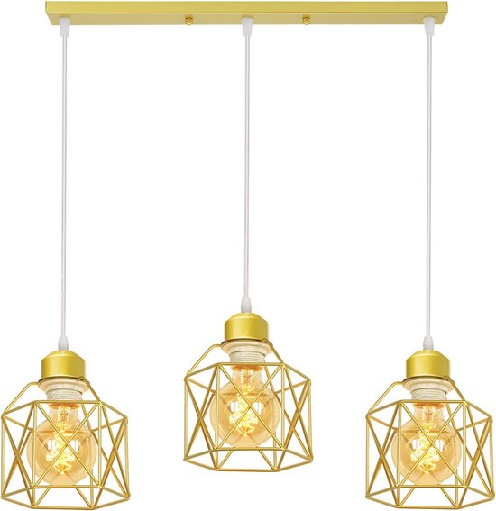 Industriële 3 Lichts Hanglamp - Vintage Pendellamp Metalen IJzer Kooi 16cm Kroonluchter Voor Eettafel En Keuken