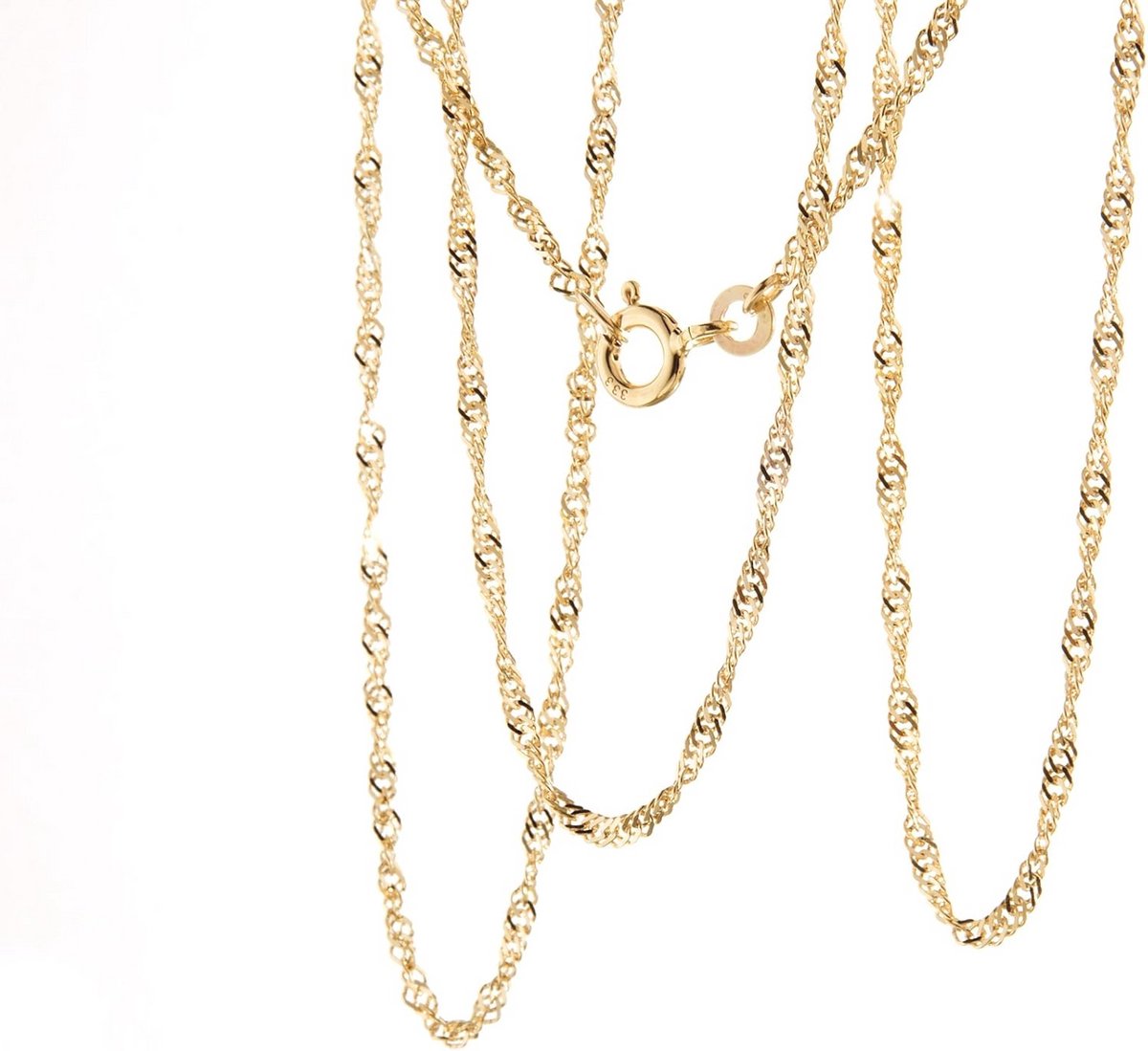 SILBERKETTEN STORE DEIN SCHMUCK ONLINE SHOP Singapore-ketting 333 goud dames 38-90 cm I filigraan gouden ketting dames hoogglans 1,4 mm dikte I echt gouden halsketting vrouwen met veerringsluiting,