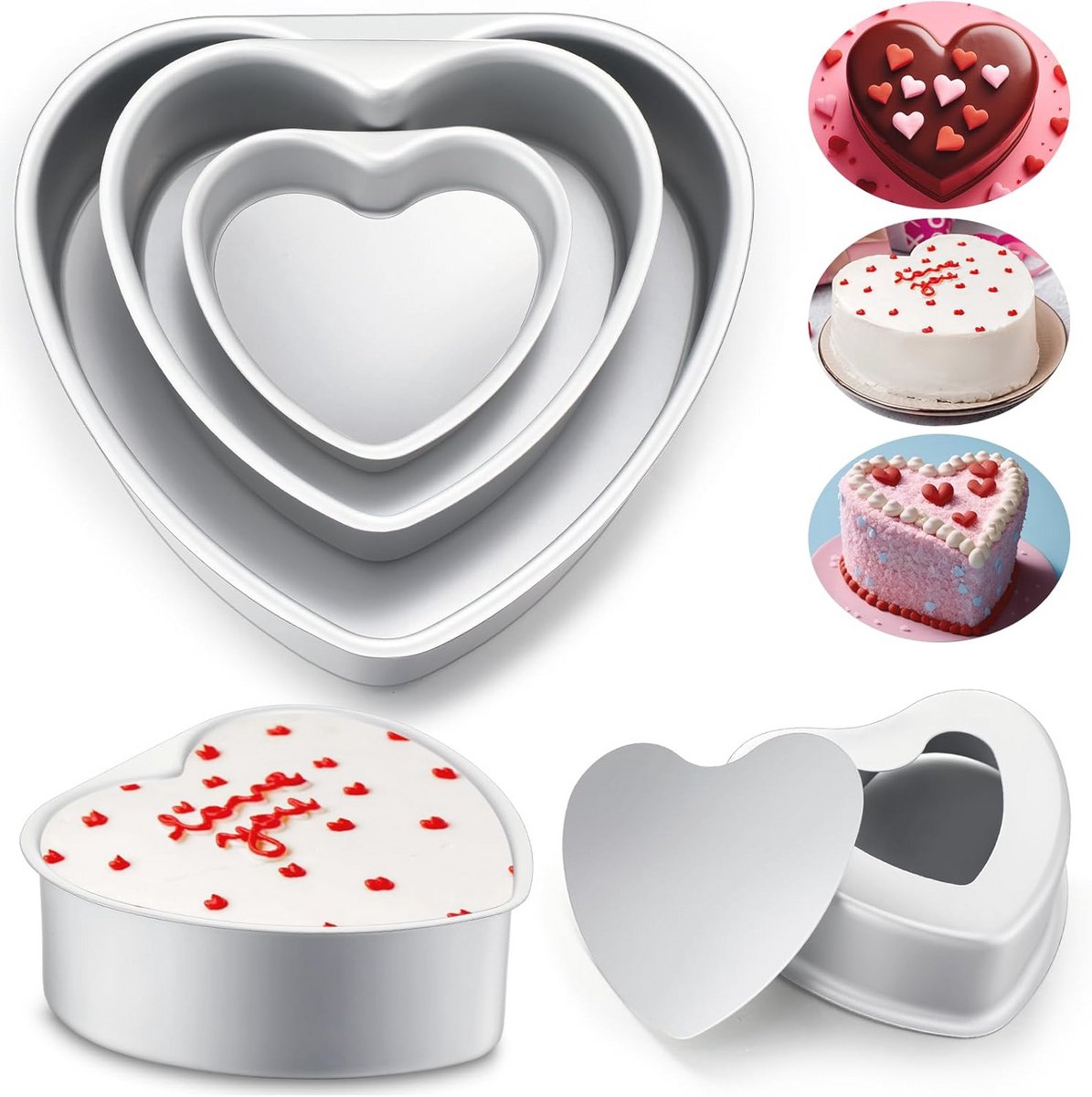 Hart Cake Pan voor Valentijnsdag - Set van 6 stuks, Aluminium, Anti-aanbak