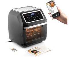 Grote Airfryer 12L - 1800W - RVS - Zwart - Hete Lucht Friteuse met Timer