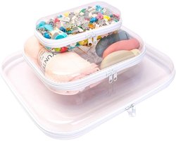 3-delig transparant hardshell tas met rits - draagbaar transparant opbergtasje - home storage - plastic reistassen met dubbele rits - cosmetische tool opbergtasje - toiletspullen opbergtasje - speelgoed opbergtasje - wit