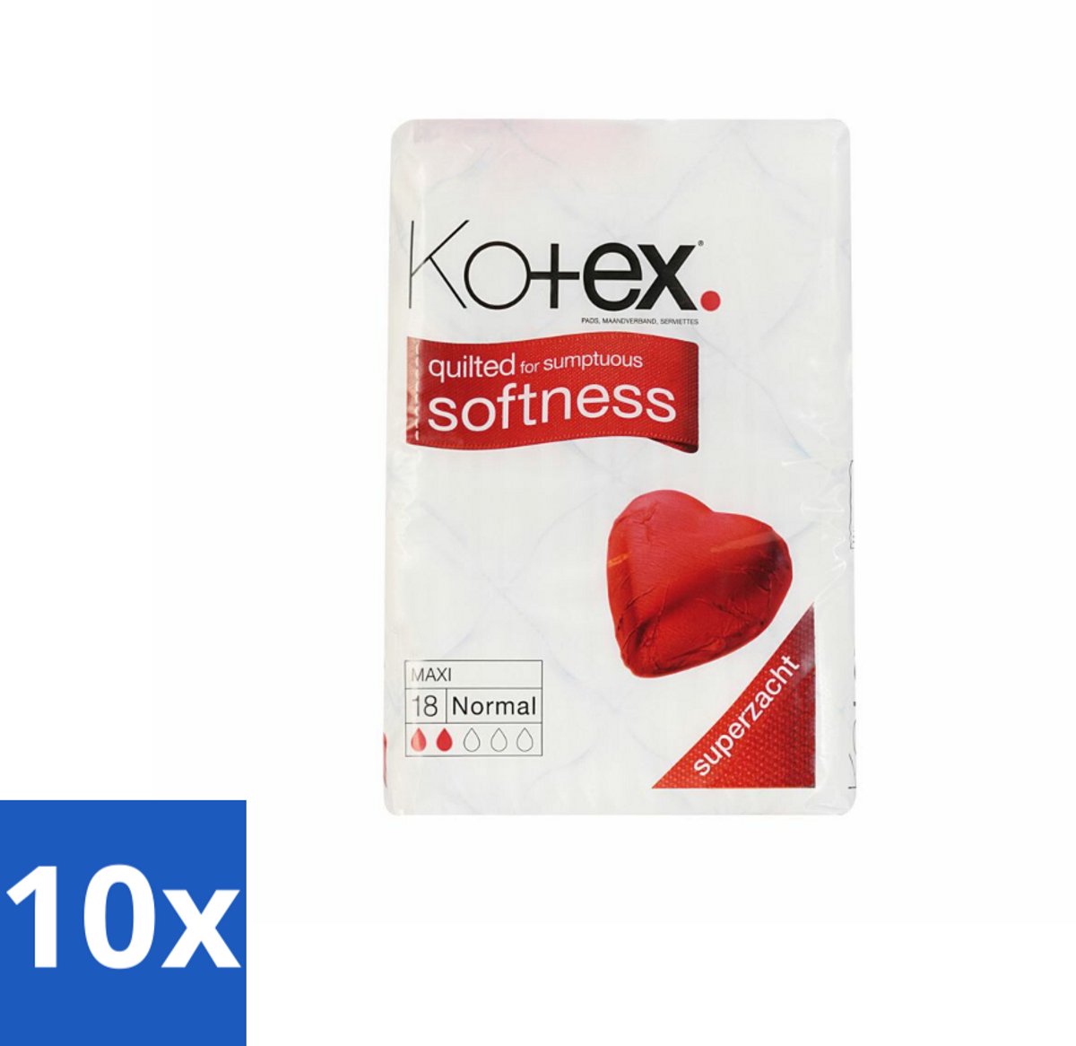 Kotex – Maxi Maandverband – Normal – 18 stuks per verpakking - Bulkverpakking - 10 stuks