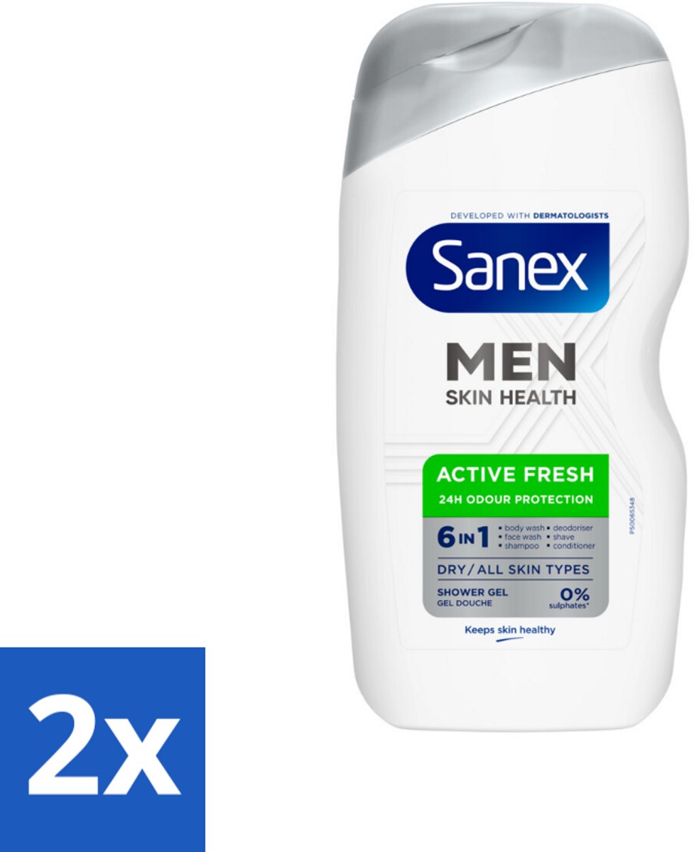 Sanex – Douchegel – Men Active Fresh – 400 ml - Voordeelverpakking - 2 stuks