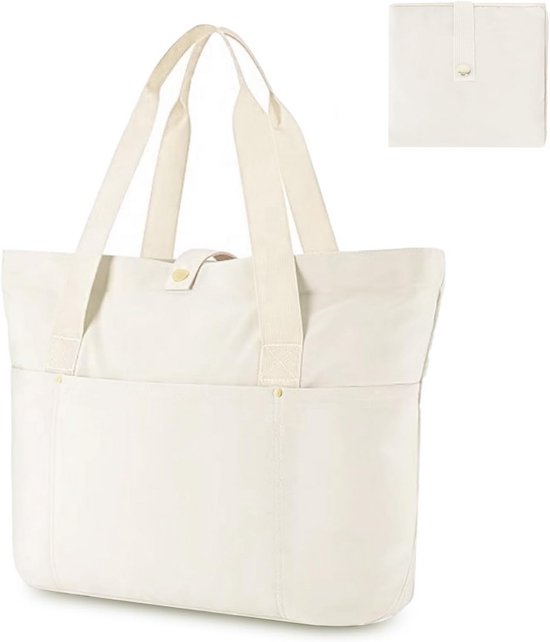 Grand Sac Cabas pour Dames - Sac Fourre-tout Imperméable avec Fermeture Éclair et Compartiments - Sac de Plage et Sac de Voyage