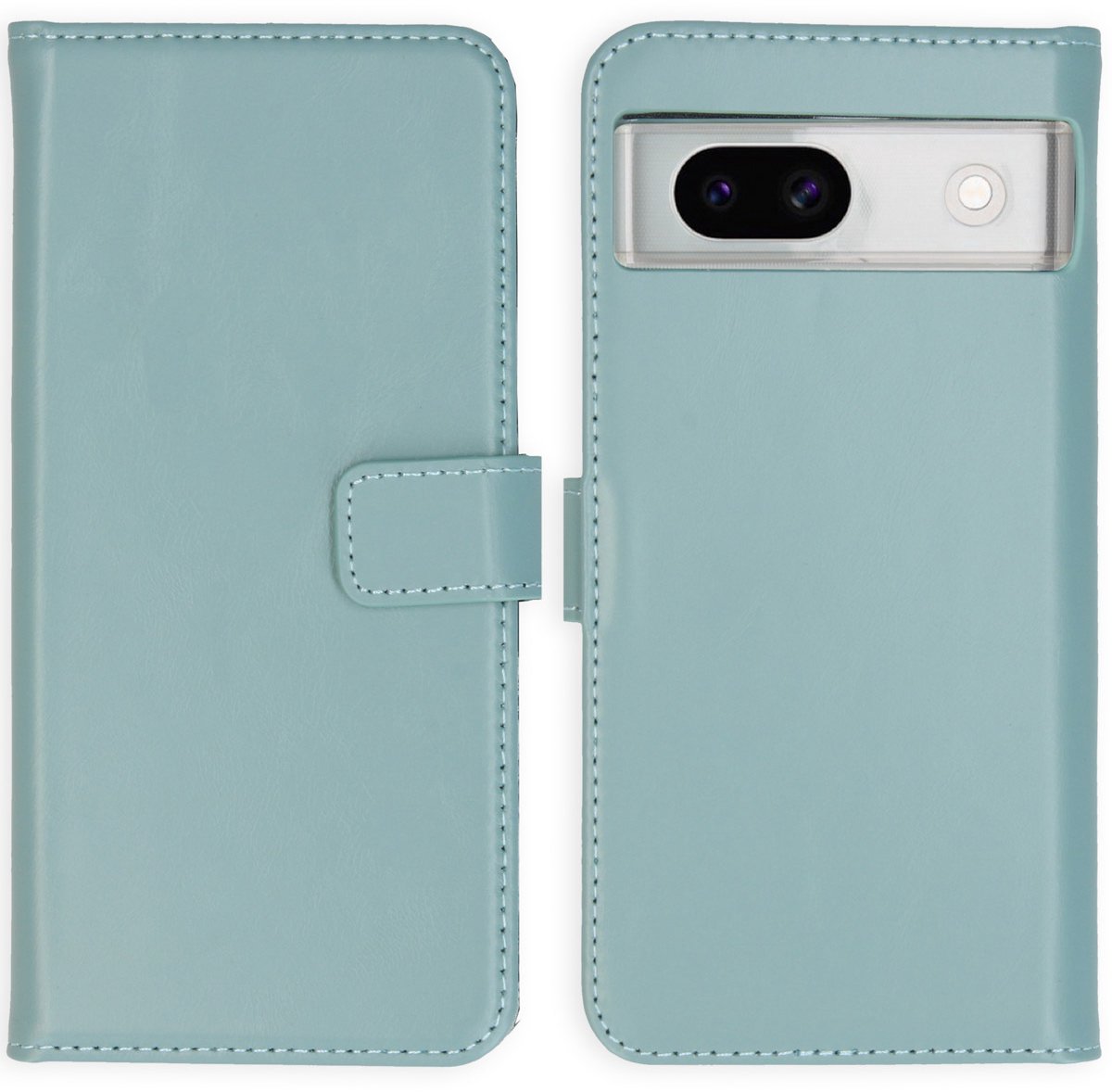 Selencia Hoesje - Geschikt voor Google Pixel 8a - Echt Lederen Bookcase - Air Blue