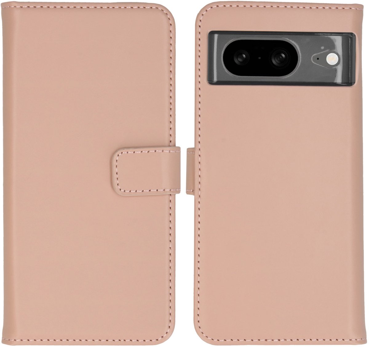 Selencia Hoesje - Geschikt voor Google Pixel 8 - Echt Lederen Bookcase - Dusty Pink