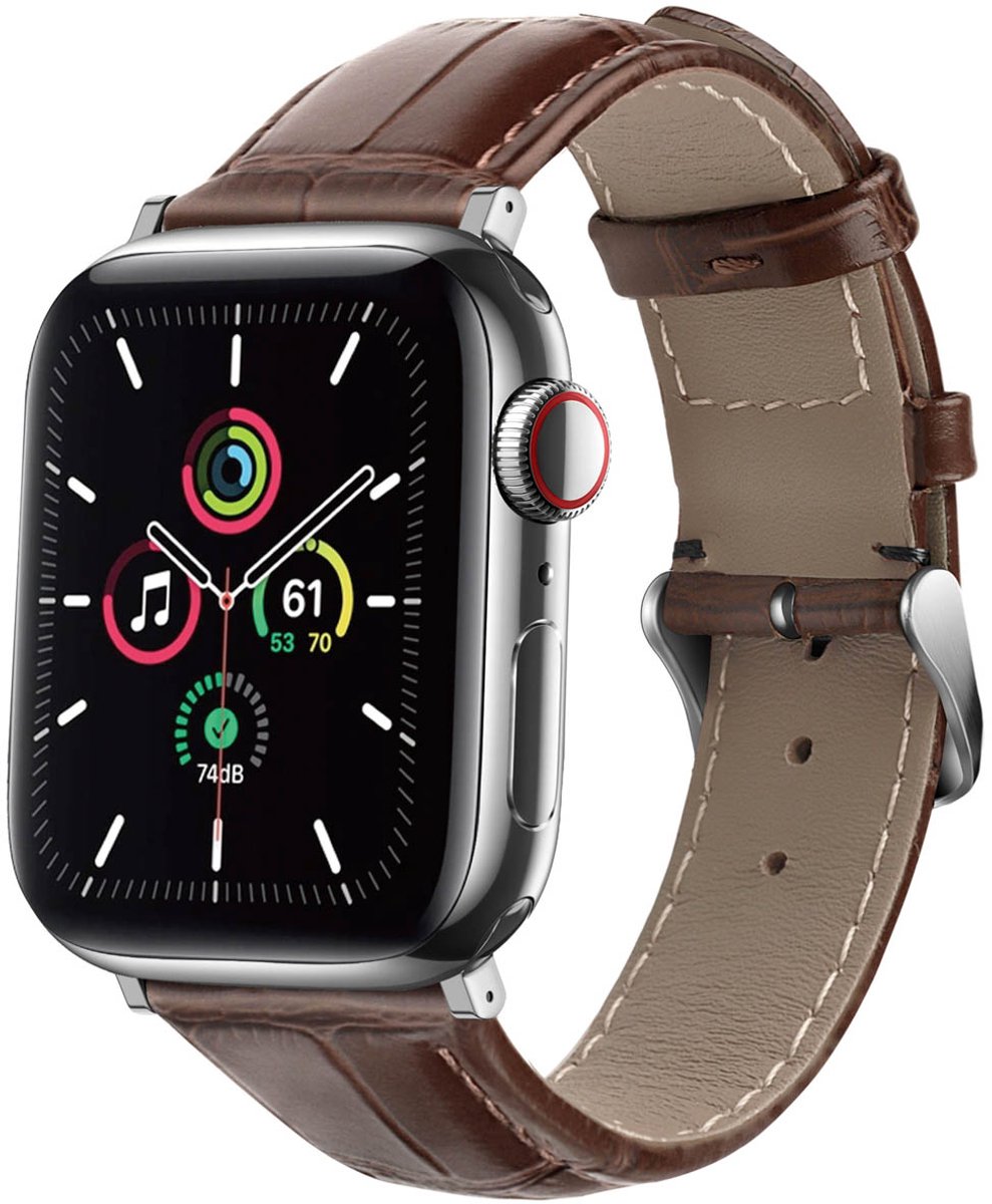 iMoshion Lederen krokodil bandje geschikt geschikt voor Apple Watch Series 1 / 2 / 3 / 4 / 5 / 6 / 7 / 8 / 9 / SE - 38 / 40 / 41 mm - Bruin