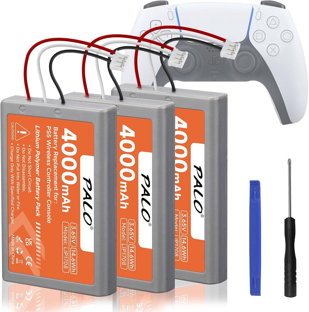 3x Oplaadbare Batterij voor PS5 Controller - 4000mAh Hoog Capaciteit Lithium Accu